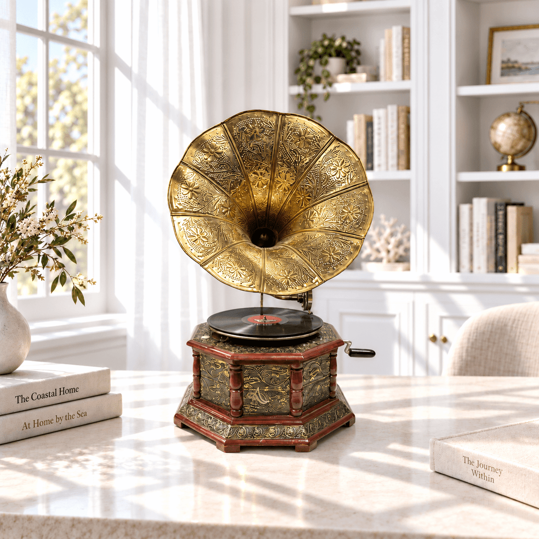 Antique working Gramophone with brass fitted work