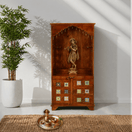 Switch Real Wood Temple Cabinet, Classic Wooden Pooja Unit, Stylish Mango Wood Mandir, Luxury Wooden Prayer Cabinet, Traditional Solid Wood Temple, Rustic Wooden Mandir Cabinet,  1 image
