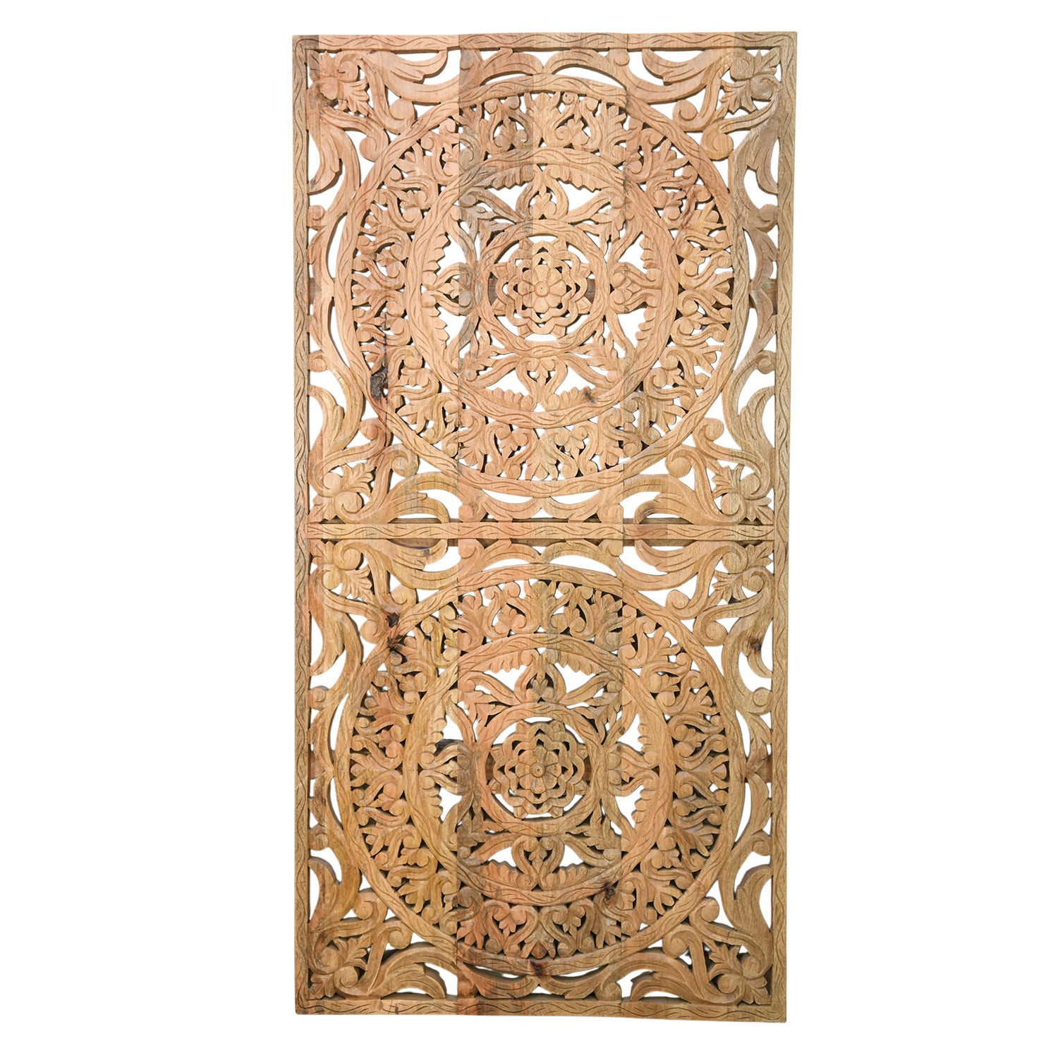 Hand Carved Mango Wood Wall Panel | Luxury Wooden Wall Décor UAE