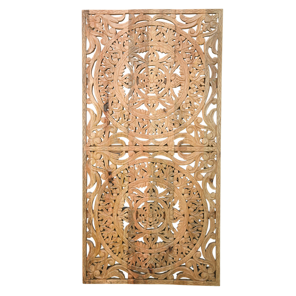 Hand Carved Mango Wood Wall Panel | Luxury Wooden Wall Décor UAE
