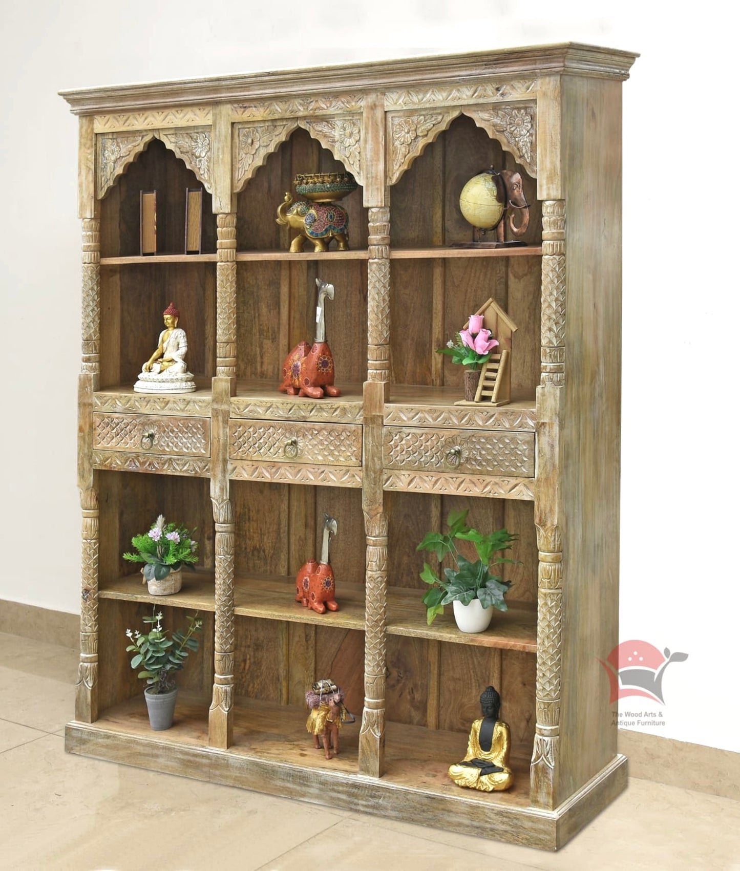 Heavy Duty Mango Wood Shelf
Natural Antique Finish Display Rack