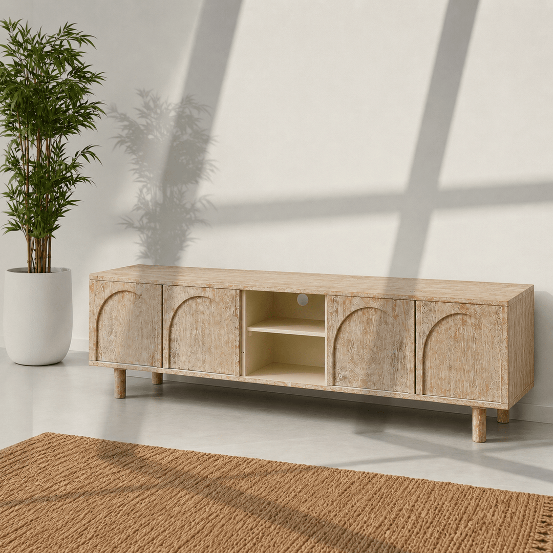 The Rustic Aura Media Console Unit | Mango Wood TV Stand UAE