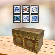 Solid wood rectangular storage trunk with brass fitted work