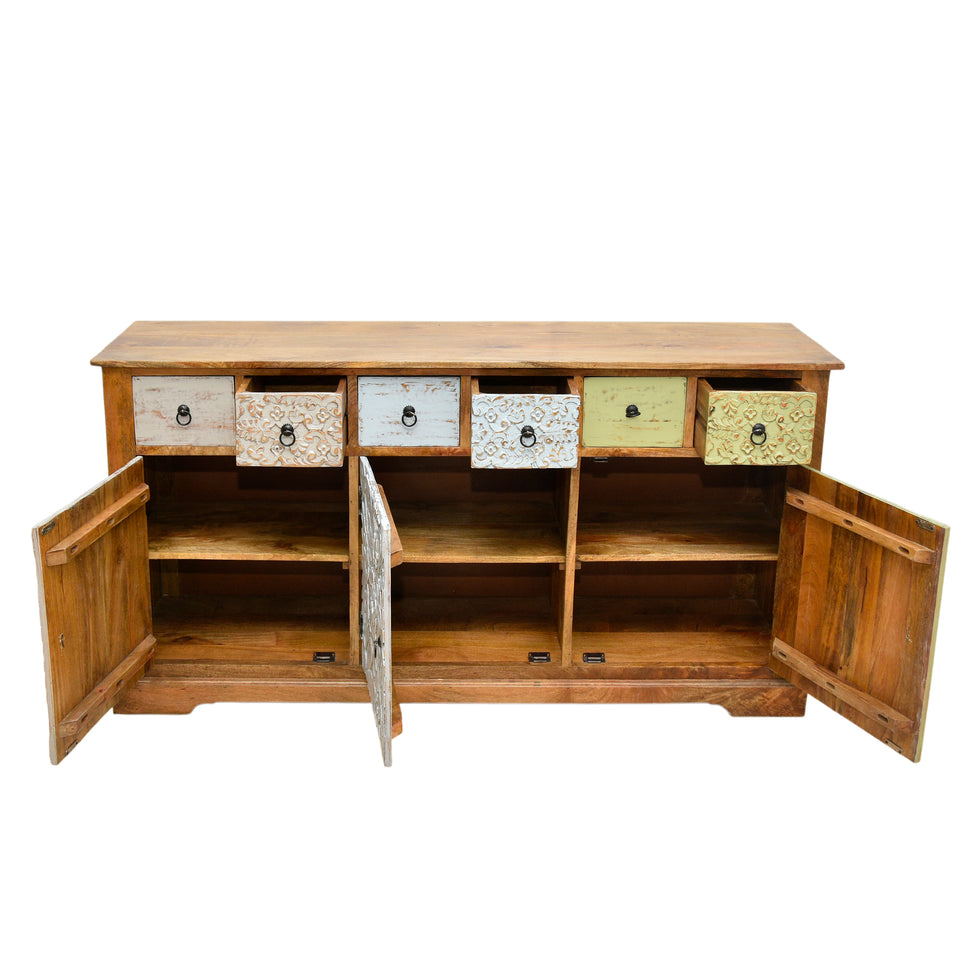 Bella Casa Solid Wood Accent Cabinet with Drawers for storage