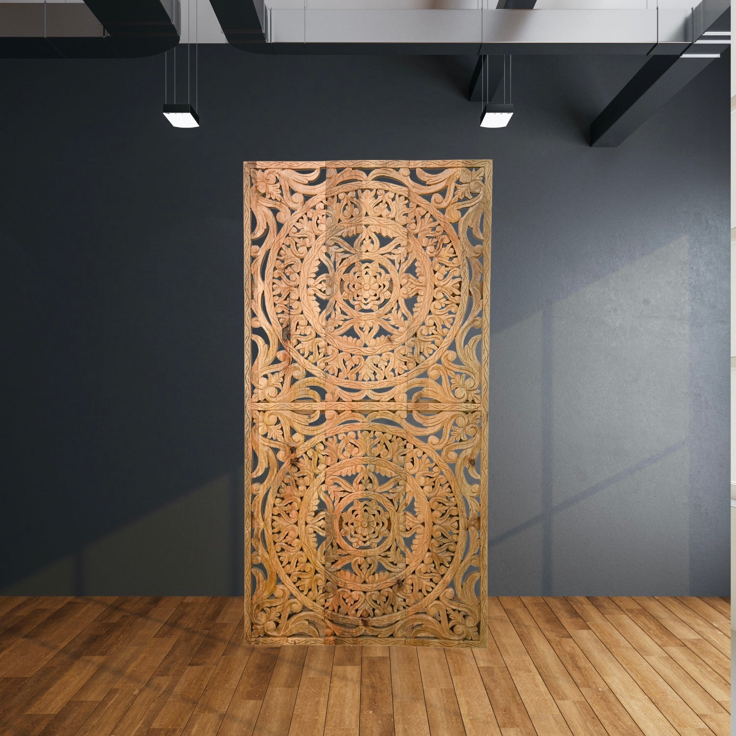 Hand Carved Mango Wood Wall Panel | Luxury Wooden Wall Décor UAE