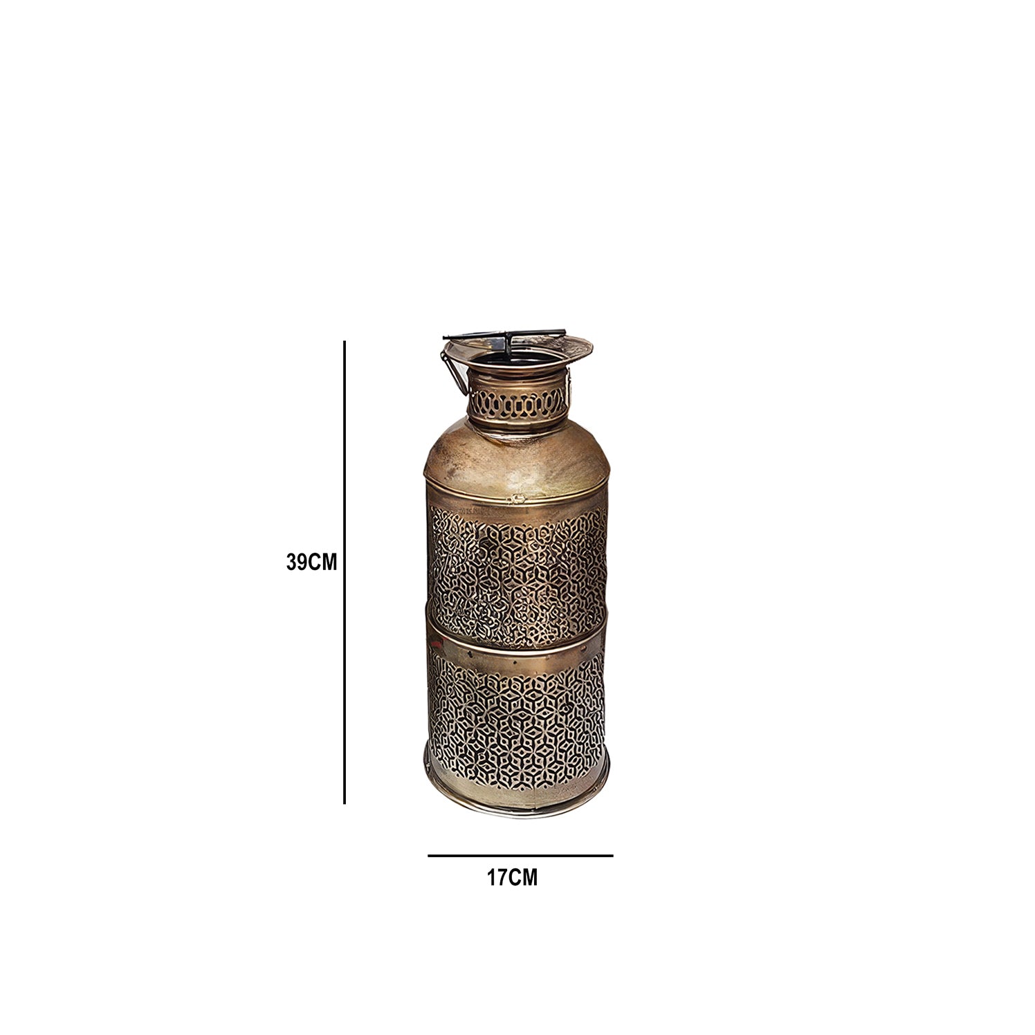 Hand made candle light milk cane vessel brass finish