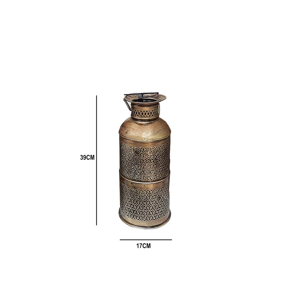 Hand made candle light milk cane vessel brass finish