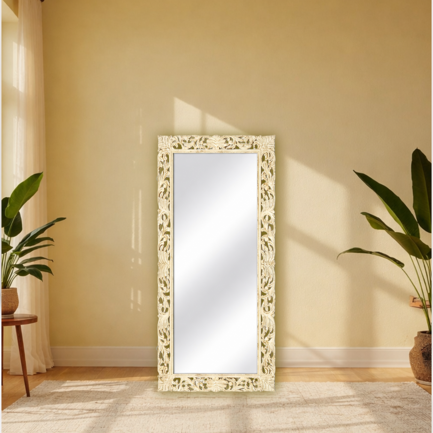 Rustic white mirror frame
Mango Wood Furniture mirror frame
Distressed Finish wall mirror frame
Bohemian Wooden wall decor mirror