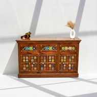 Bohemian Wooden Sideboard with Tile Work | Dubai