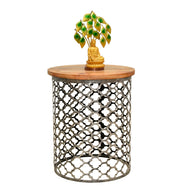 Moroccan style metal & wood accent table with antique finish