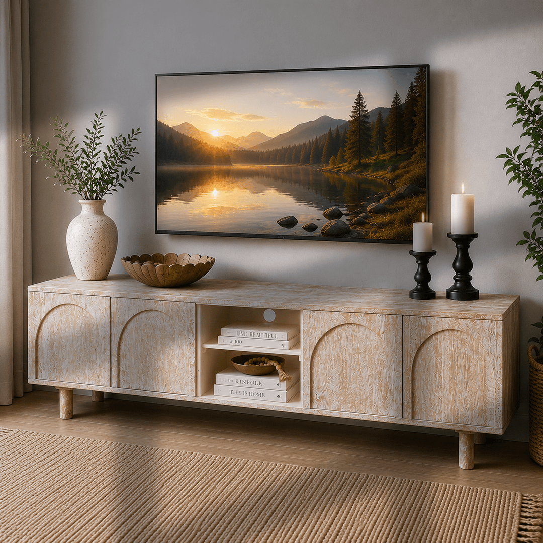 The Rustic Aura Media Console Unit | Mango Wood TV Stand UAE