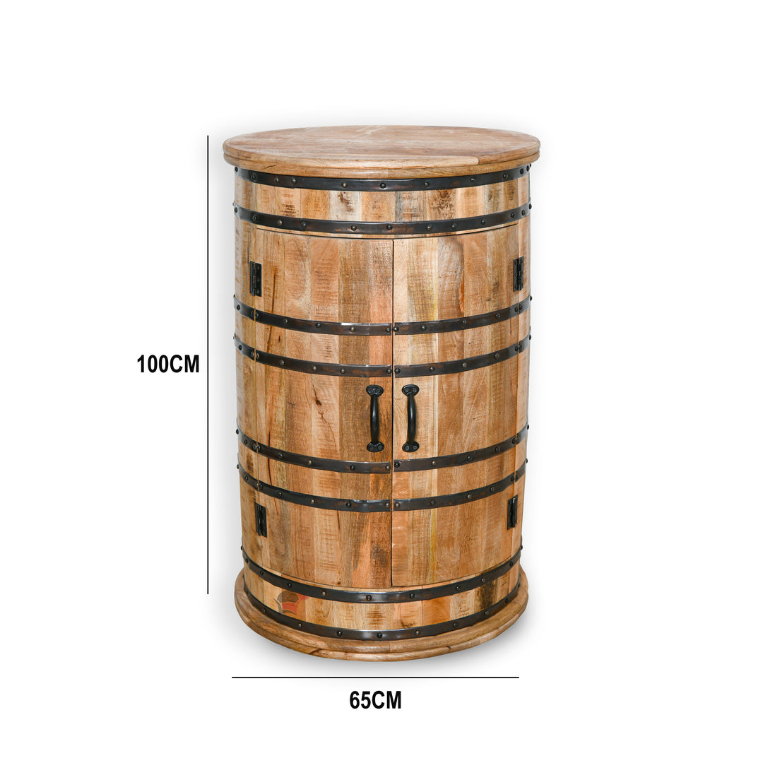 Hardwood signature single barrel antique bar table