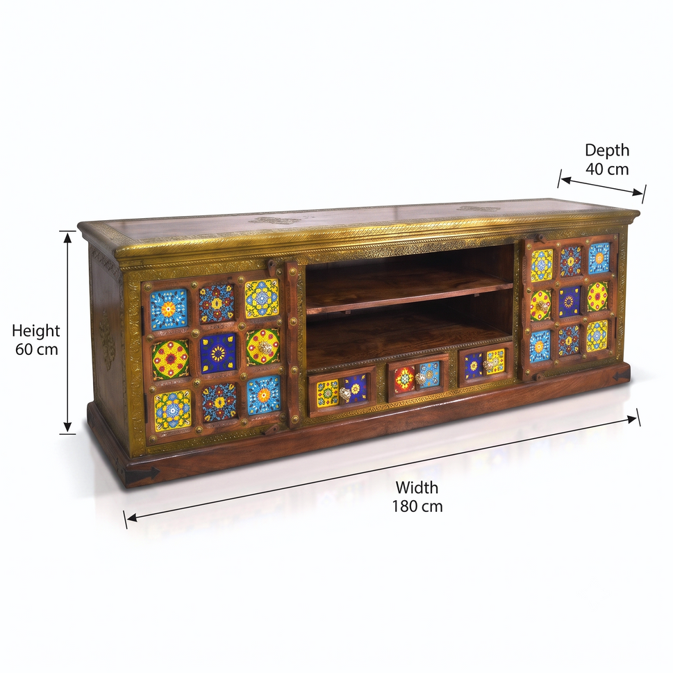 Royal Vintage Solid Sheesham Wood Entertainment Units