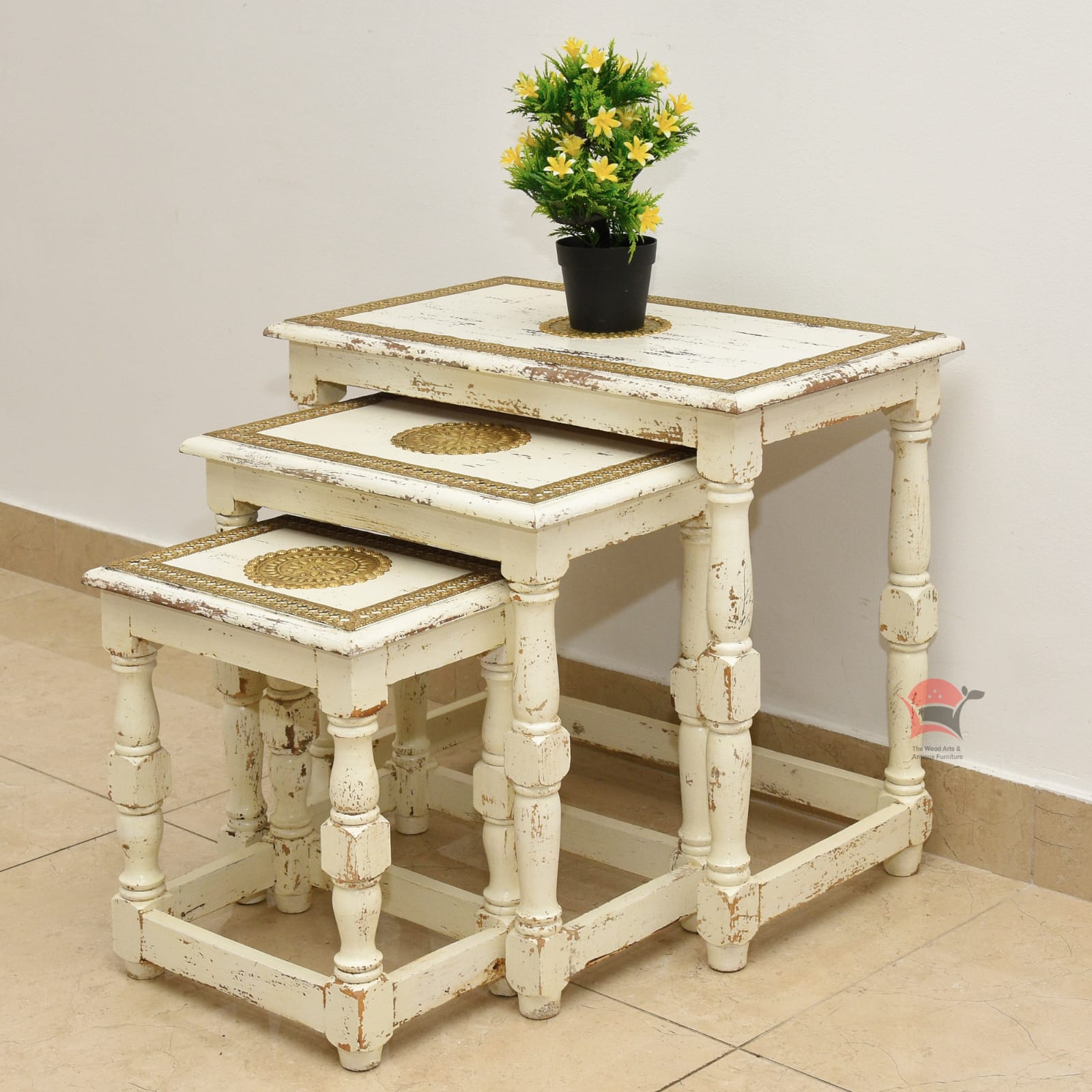 White Side Tables Nesting Set of 3 STNS.