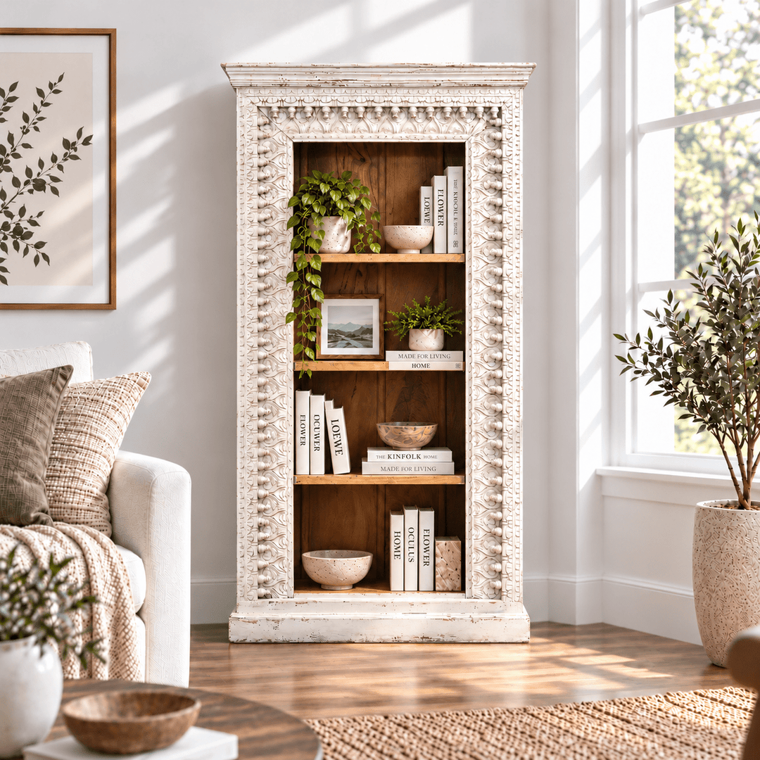 Premium Solid Mango Wood Library Display Unit