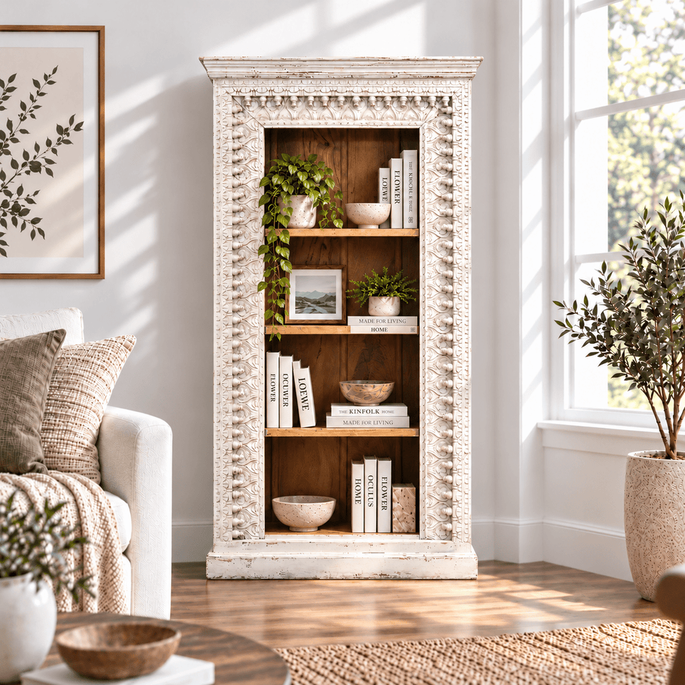 Premium Solid Mango Wood Library Display Unit