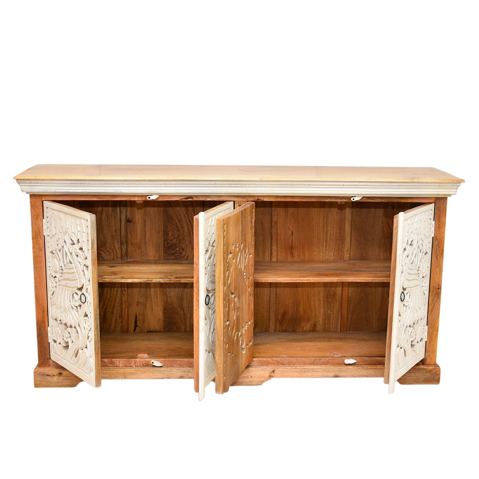 Hand carved solid wood sideboard cabinet storage for home