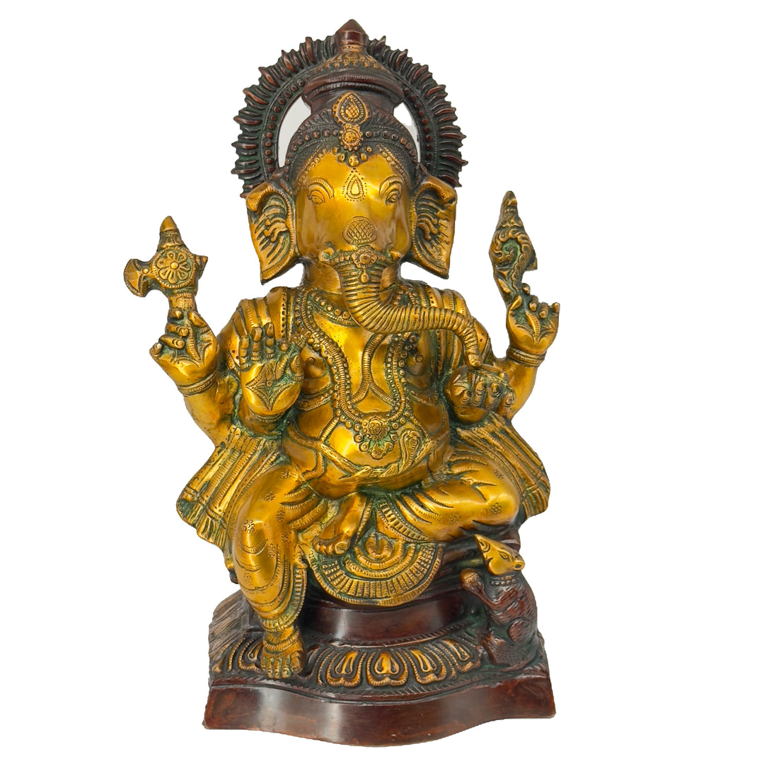 Brass Home Temple Decoration Ganesha Sculpture 18 Inches