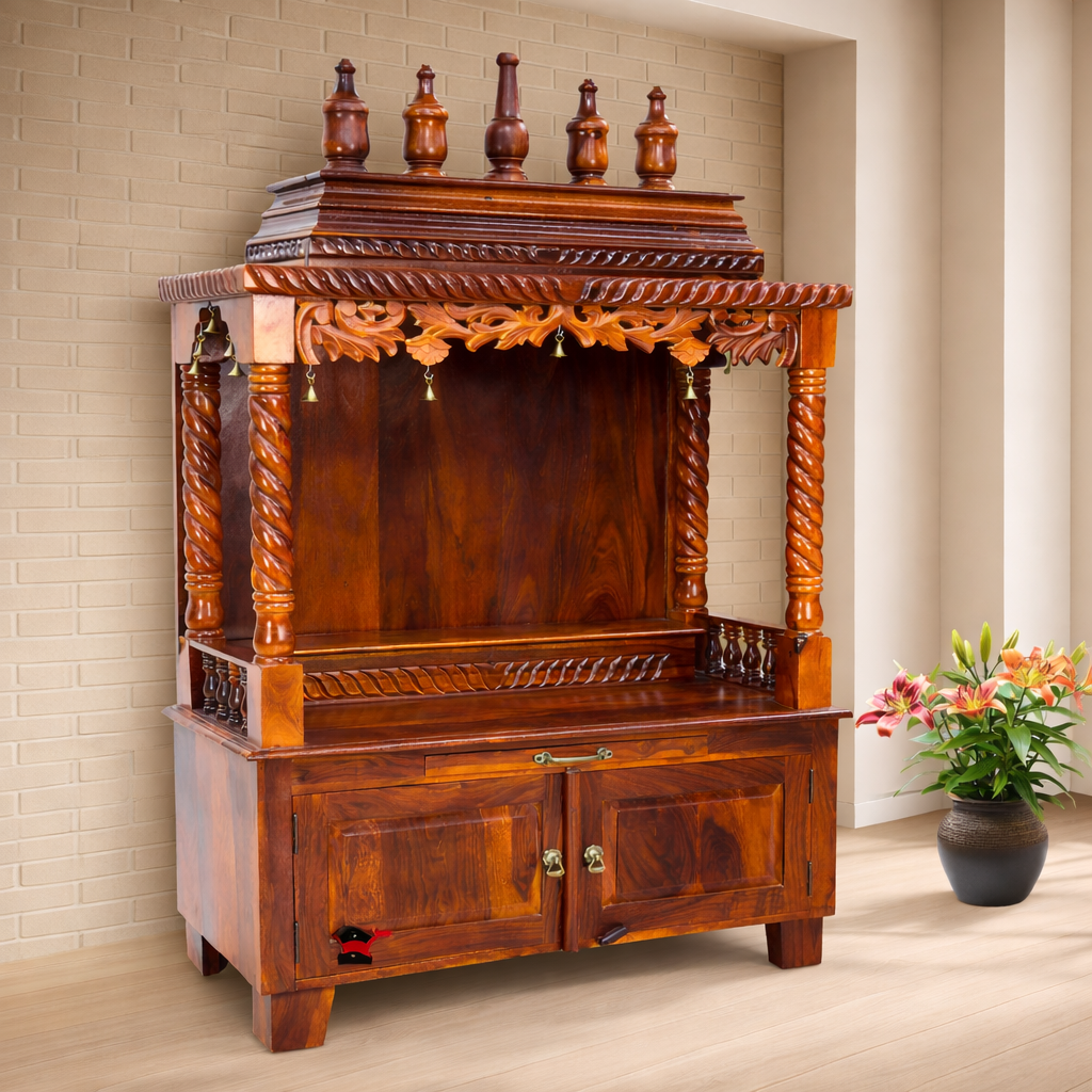 Eco friendly temple made by mango wood Sharjah
Spiritual wood décor unit with 2 doors Dubai
Compact prayer hindu temple UAE