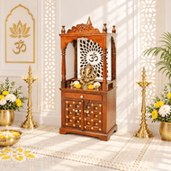 Mango Wood Hindu Prayer Temple with Drawer