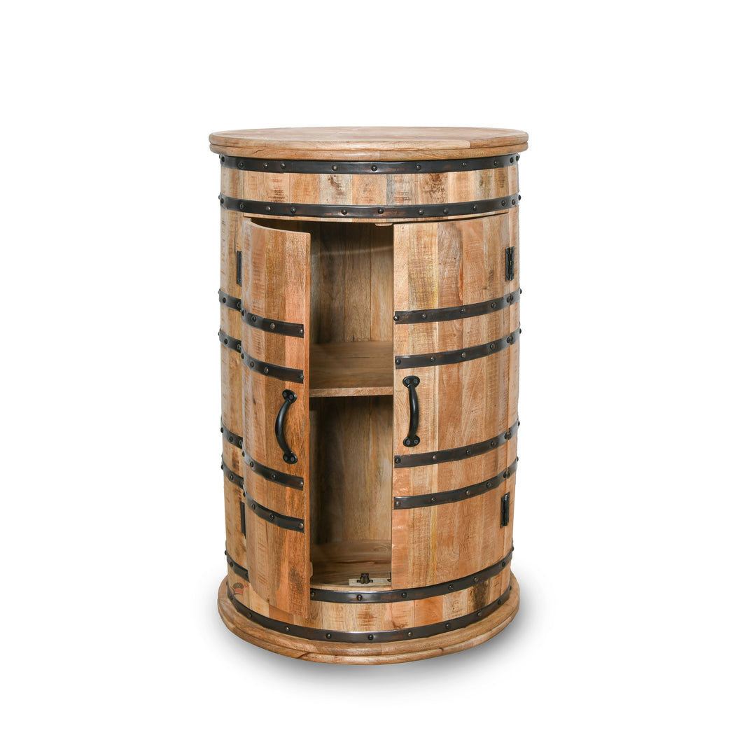 Hardwood signature single barrel antique bar table