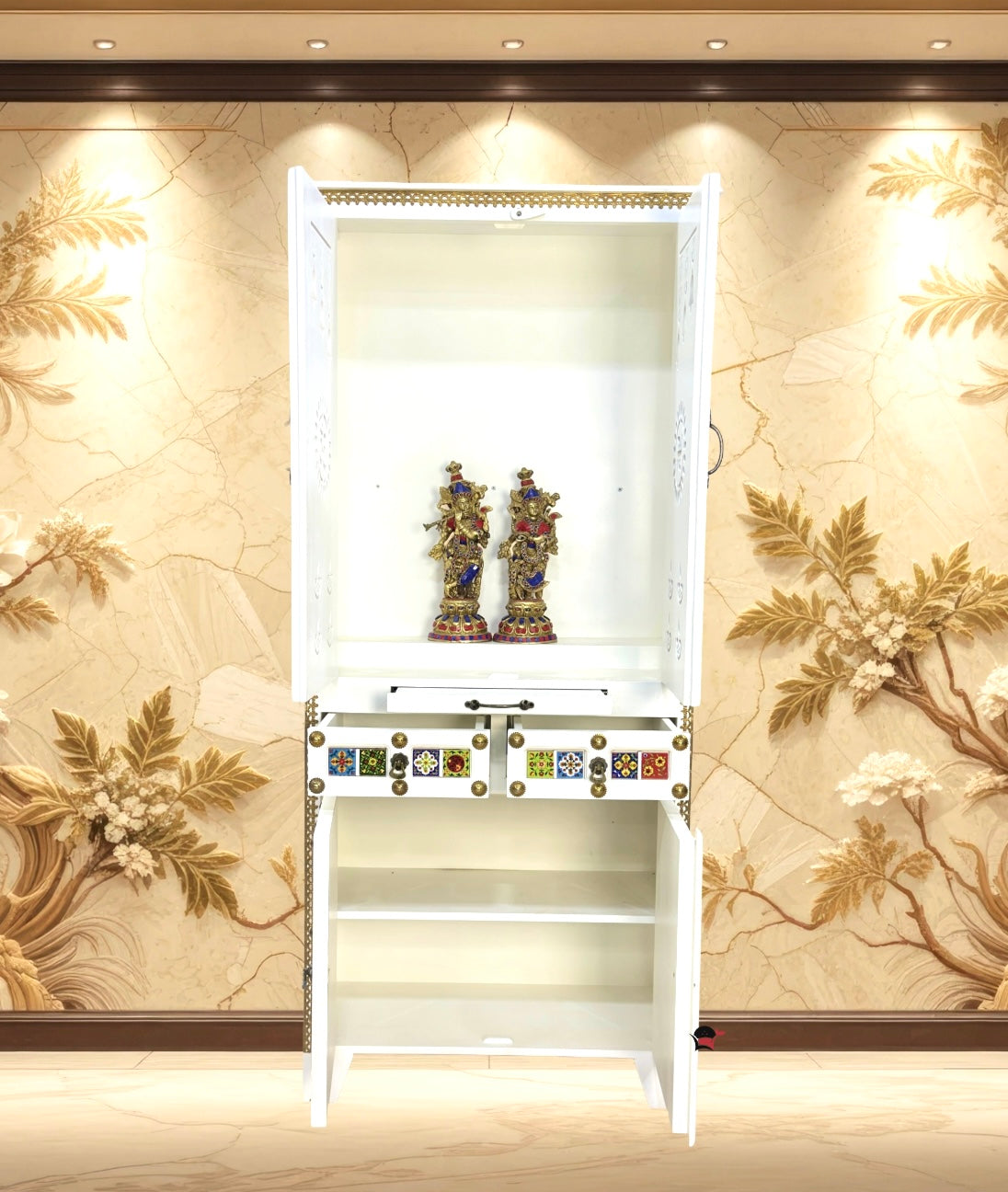 White Sheesham Wood Pooja Temple
Handcrafted Indian Wooden Prayer Mandir