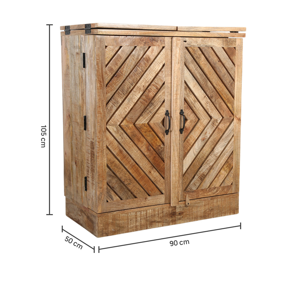 The Winchester Wine Classic Heritage Mango Wood Home Bar Cabinet