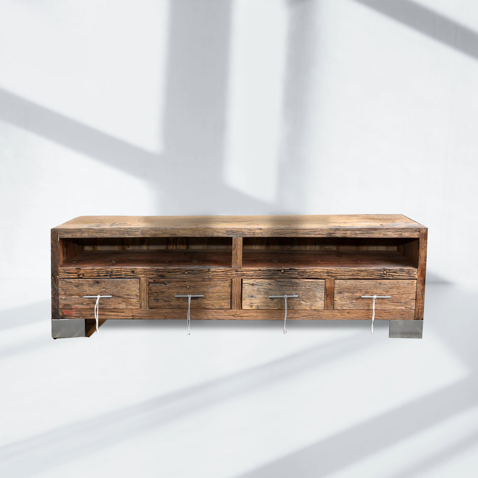 Railway Sleeper Wood TV Cabinet with Drawers