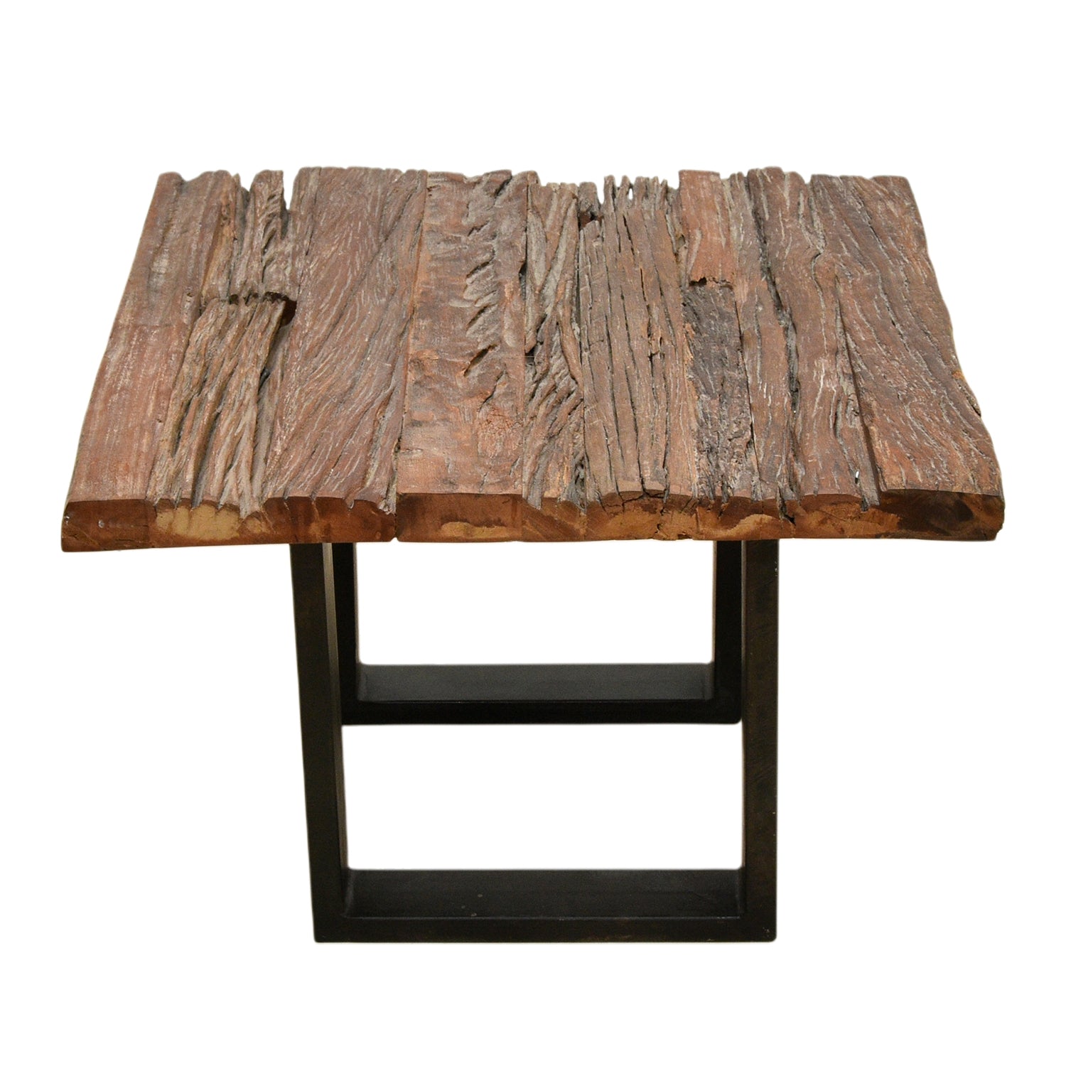 Vintage Style Railway Wood Metal Side Table | Handcrafted Industrial Furniture UAE
