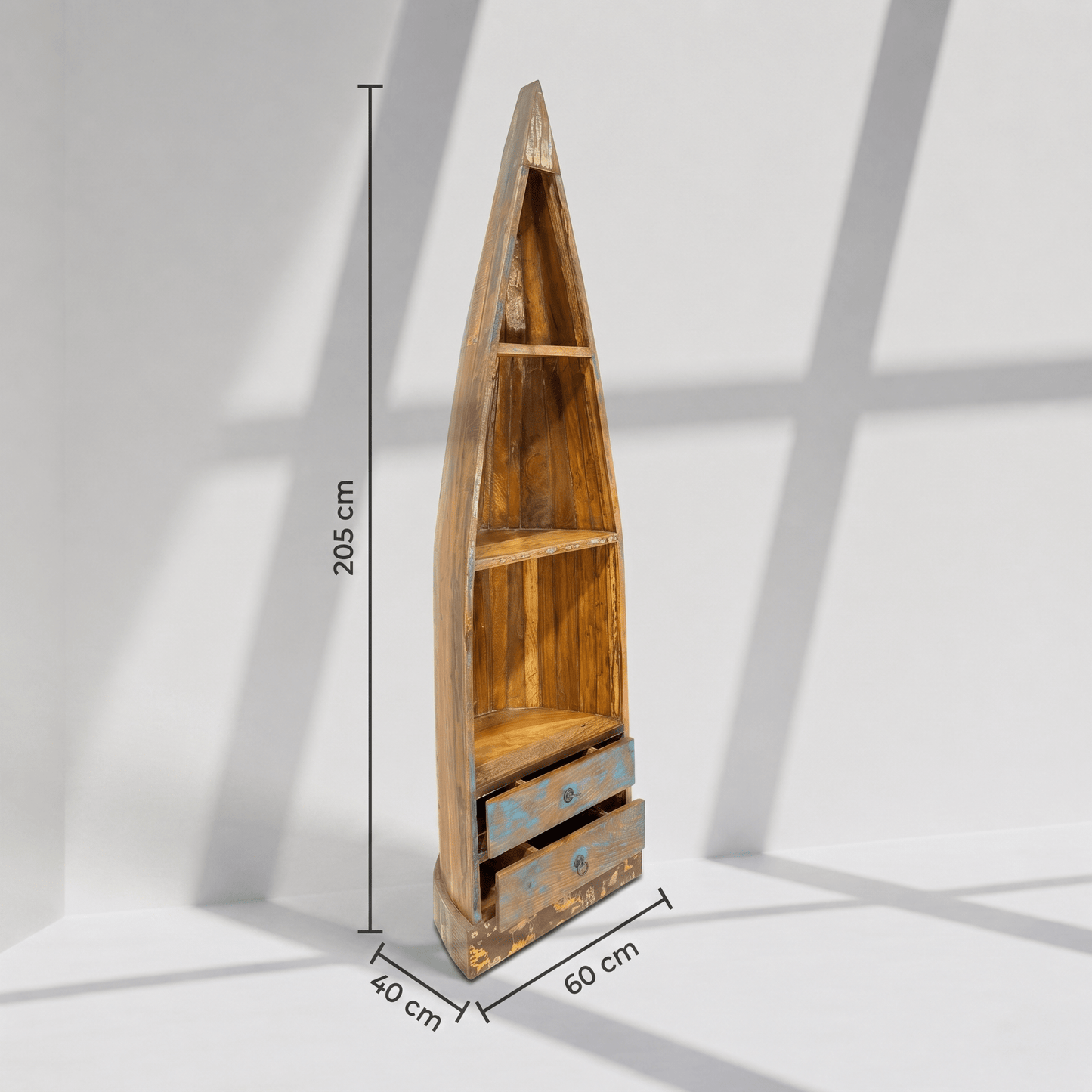 Boat Shelf, Canoe Bookshelf, Nautical Furniture, Coastal Decor Shelf, Wooden Boat Rack, Rustic Bookcase, Solid Wood Shelf, Mango Wood Bookshelf, Handmade Wooden Shelf, Decorative Storage Unit