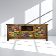 Indian real mango wood tv stand with pencil design work