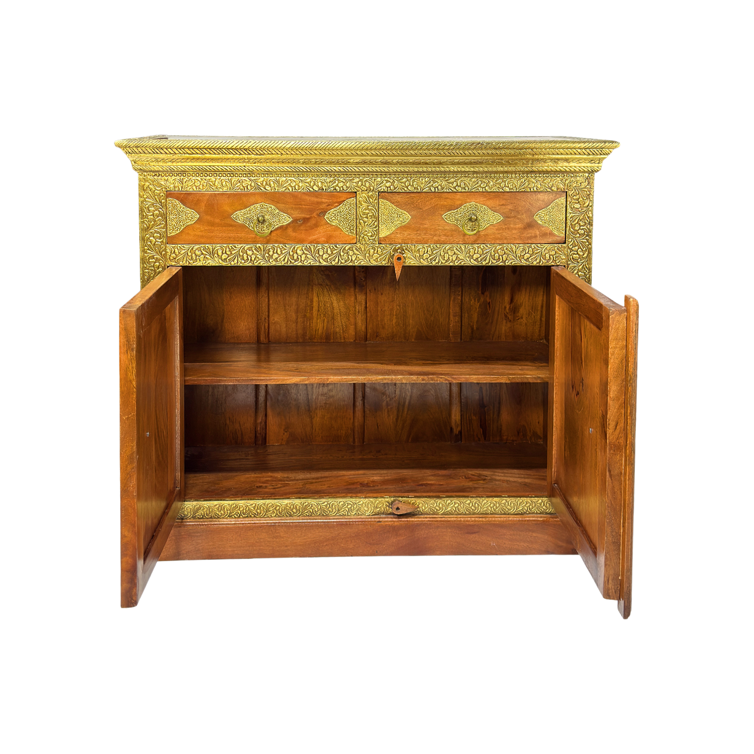 Modern wooden sideboard with brass fitted work