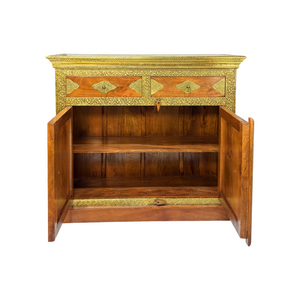 Modern wooden sideboard with brass fitted work