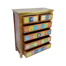 Switch Wooden handicrafted chest of drawer with ceramics tiles 3 image