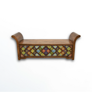 Solid sheesham wood sofa chair with hand tiles work