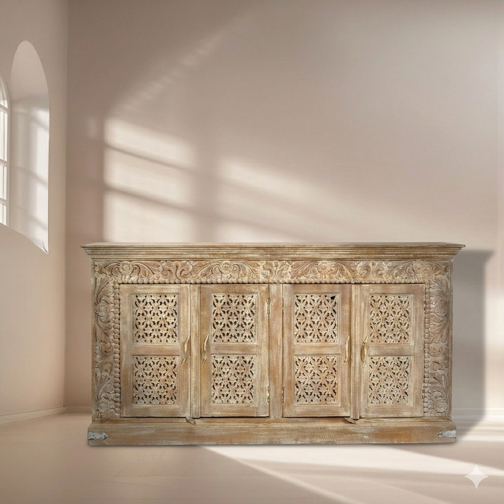 Solid mango wood sideboard cabinetAjman,Hotel grade hand carved storage cabinetAbu Dhabi, Majlis wooden storage cabinet UAE,