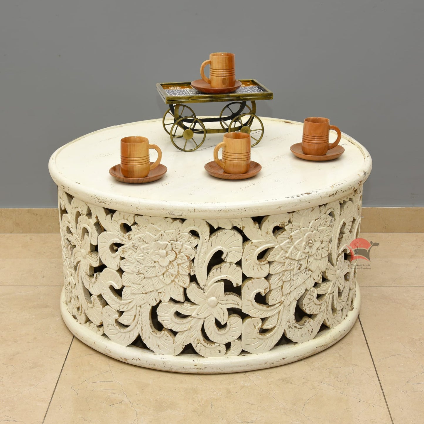 Antique White Round Coffee Table WARCT