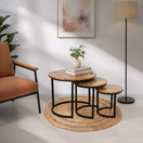 Switch Round nesting table natural wood Ras Al Khaimah,Nesting coffee table  solid wood Umm Al Quwain, Living rooms coffee table set solid wood, 1 image