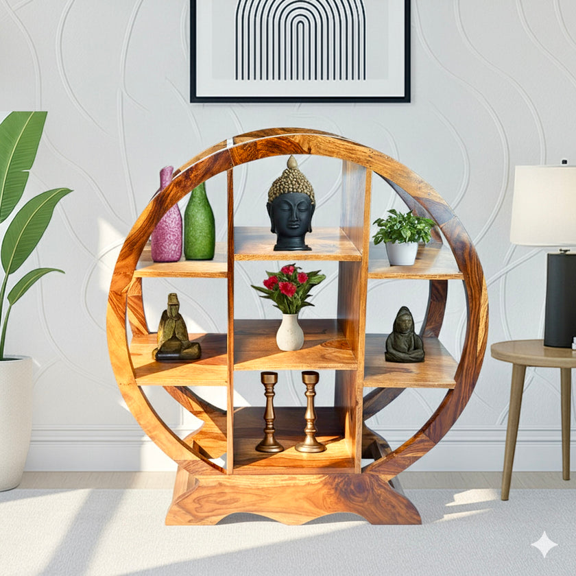 Mango wood bookshelf UAE
Wooden display unit Dubai