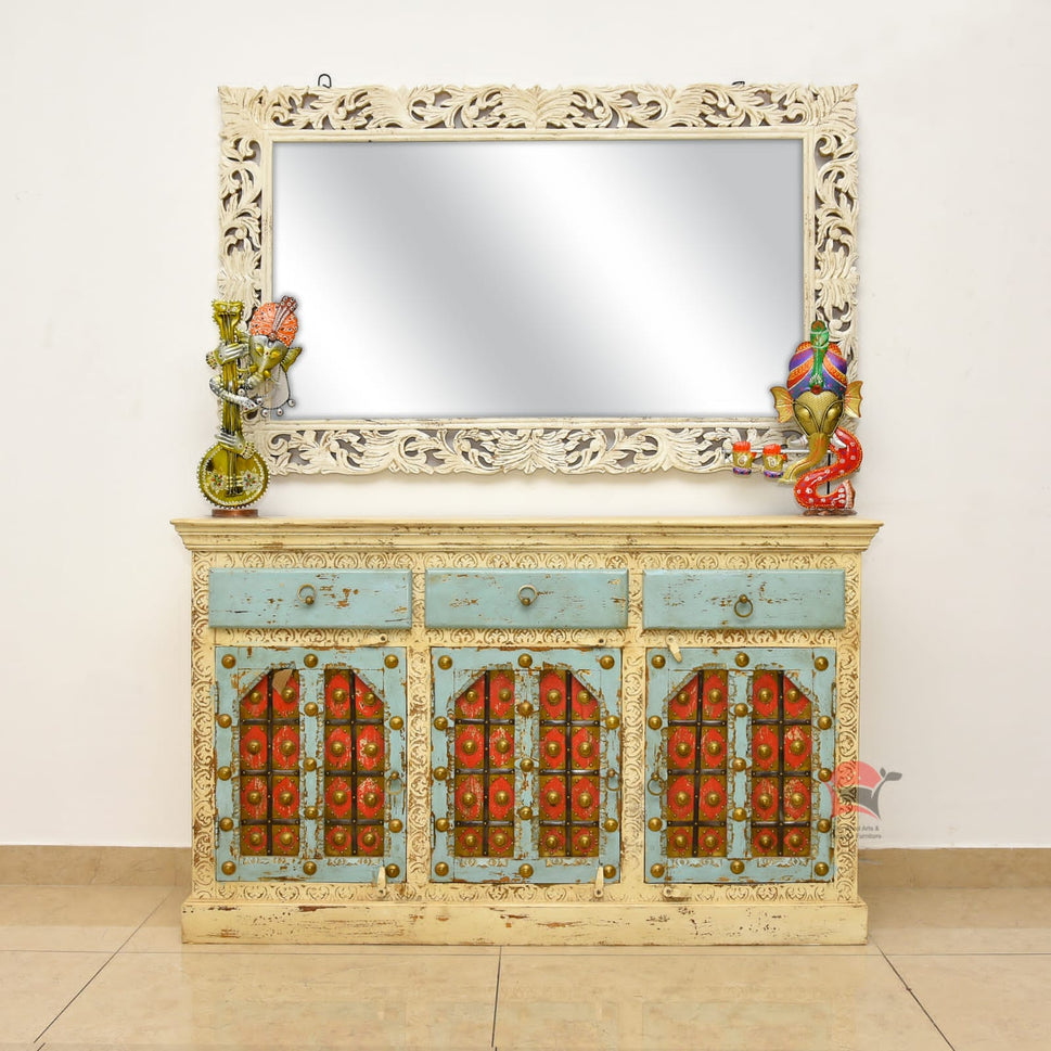 Wooden sideboard with rustic color finish