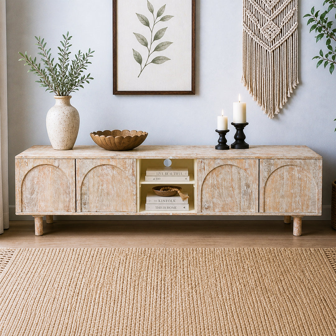 The Rustic Aura Media Console Unit | Mango Wood TV Stand UAE