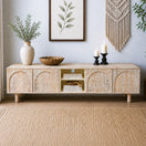Switch  Boho TV Cabinet mango wood Abu Dhabi, Entertainment Center natural wood, solid wood Living Room Furniture Sharjah, TV Console Table real wood, Handmade Wooden Furniture, Hardwood TV Cabinet, Natural Wood Entertainment Console,  1 image