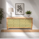 Switch Solid Mango Wood Chest of Drawers with Green Rustic Finish, Hand Carved Mango Wood 6 Drawer Chest, Vintage Handmade Mango Wood Chest of Drawers,Hand carved wooden chest with rustic finish,Handicrafted wooden chest for home storage, 1 image