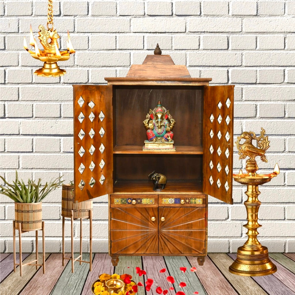 Traditional pooja mandir for villas
Solid wood pooja temple UAE