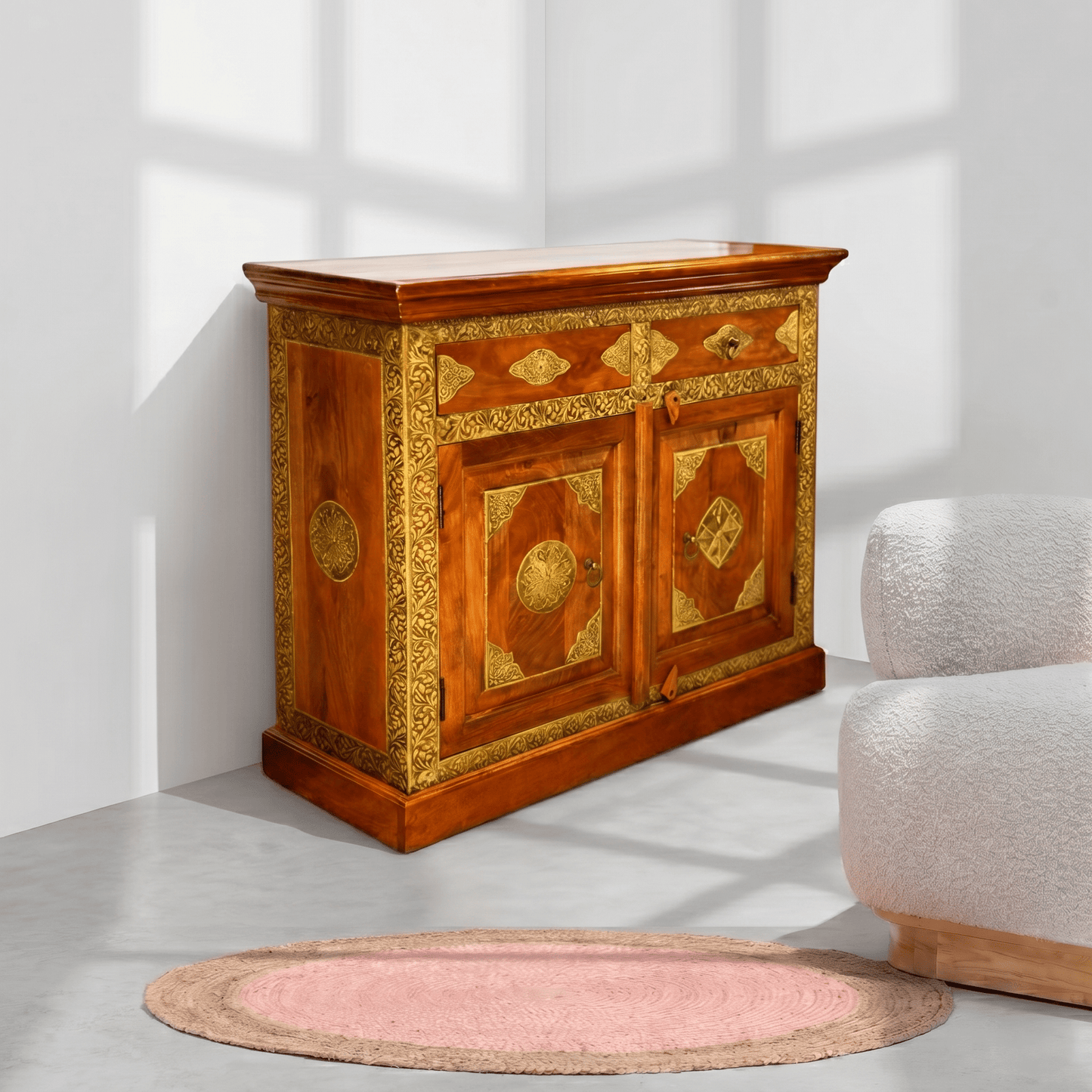 Wooden diode kitchen cabinet, Wooden sideboard for kitchen, Solid wood mango side storage cabinet in UAE, Sheesham wood furniture store in Dubai,