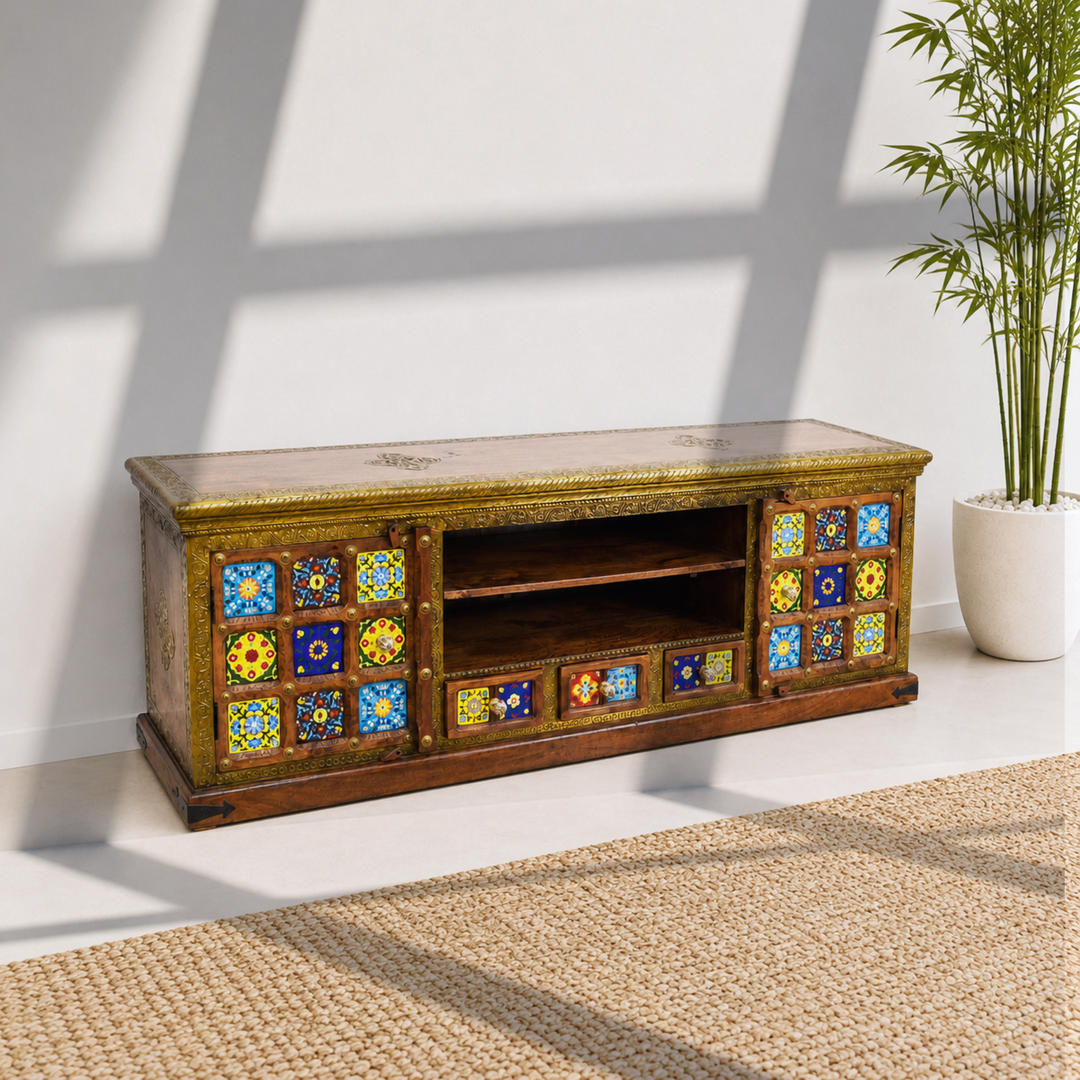 Royal Vintage Solid Sheesham Wood Entertainment Units