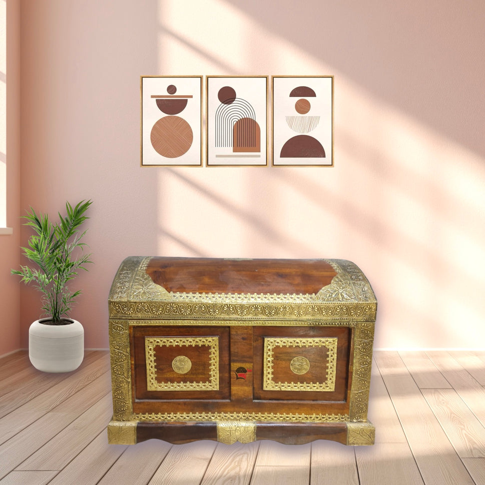 Hand made wooden storage box with half round lid