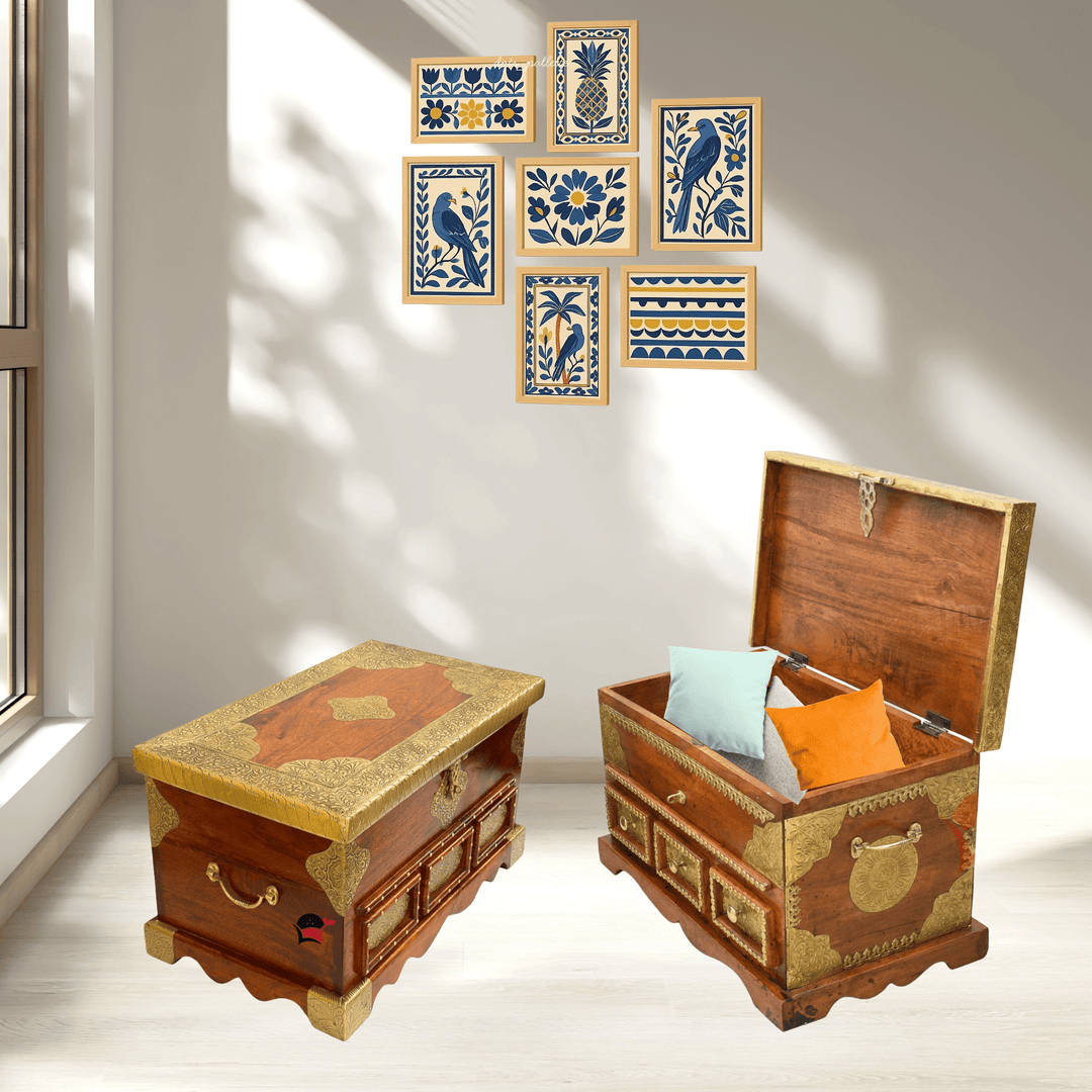 Solid wood handicrafted home organizer box for storage