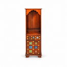 Tall and slim mango wood mandir with cupboard for homeW45 x D40 x H150 cm