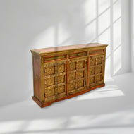 Luxury Sheesham Wood Side Cabinet with Brass Inlay Work